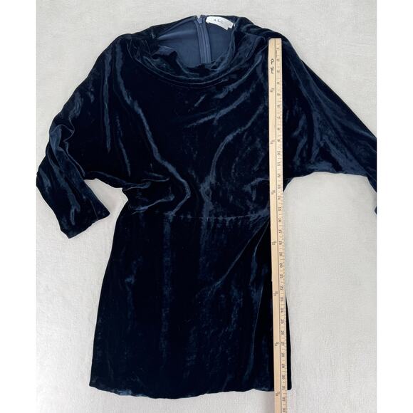 A.L.C. Velvet Mini Dress Size 10 Marine Navy Dolman Sleeve Cowl Neck 8 M - Picture 8 of 10